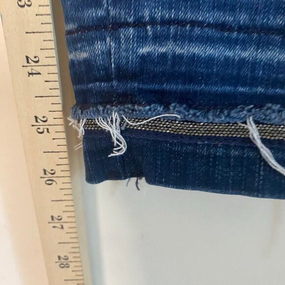 WHBM The Slim Ankle Jeans Skinny Mid Rise Dark Blue Western Jeweled Size 2 - Picture 6 of 16